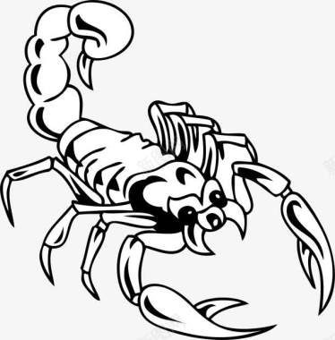 动画卡通手绘黑色的蝎子图标图标
