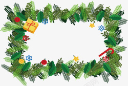 圣诞树枝装饰框矢量图素材