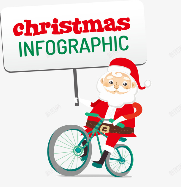 冬日卡通举牌圣诞老人png免抠素材_88icon https://88icon.com Christmas Merry 圣诞快乐 圣诞老人 圣诞节 自行车 装饰图案