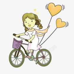 卡通骑自行车的女孩素材
