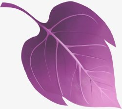 紫色卡通手绘树叶渐变素材