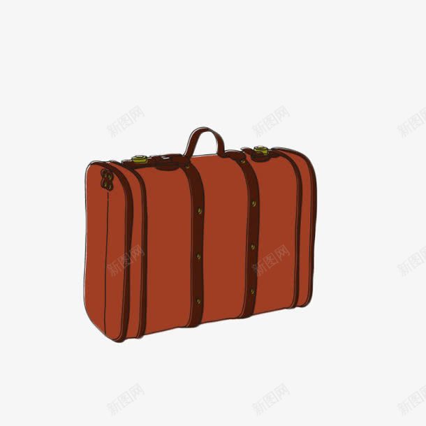 复古行李箱png免抠素材_88icon https://88icon.com 复古 旅行 箱子 红棕色 行李