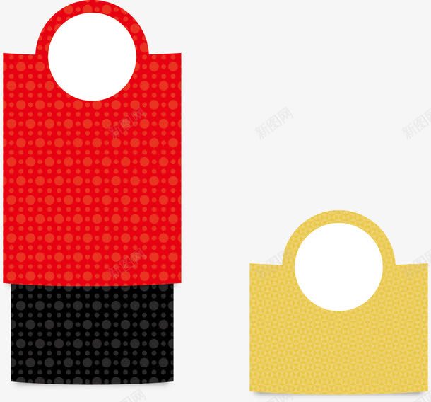 红色手提袋矢量图ai免抠素材_88icon https://88icon.com 圆形手提 礼物袋 食品袋 黄色 黑色 矢量图