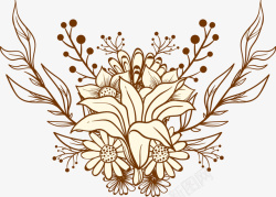 手绘植物花卉装饰图案矢量图素材