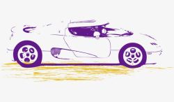 卡通手绘紫色现代跑车矢量图素材