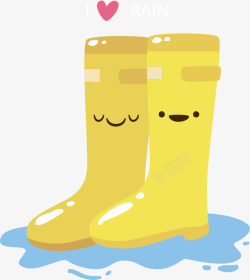 黄色雨靴矢量图素材