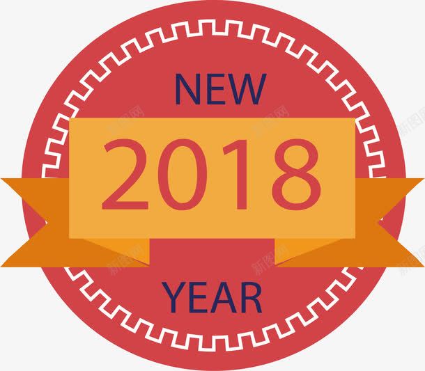 圆形红色新年标签png免抠素材_88icon https://88icon.com 2018 happyNewYear 新年快乐 新年标签 矢量png 红色标签