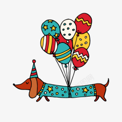 卡通小狗和气球简图素材