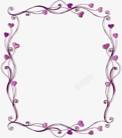 紫色爱心花纹边框素材