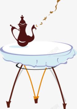 卡通绘画餐桌咖啡壶下午茶素材