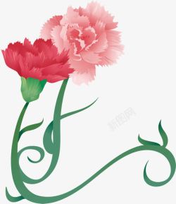粉色卡通唯美手绘花朵节日康乃馨素材