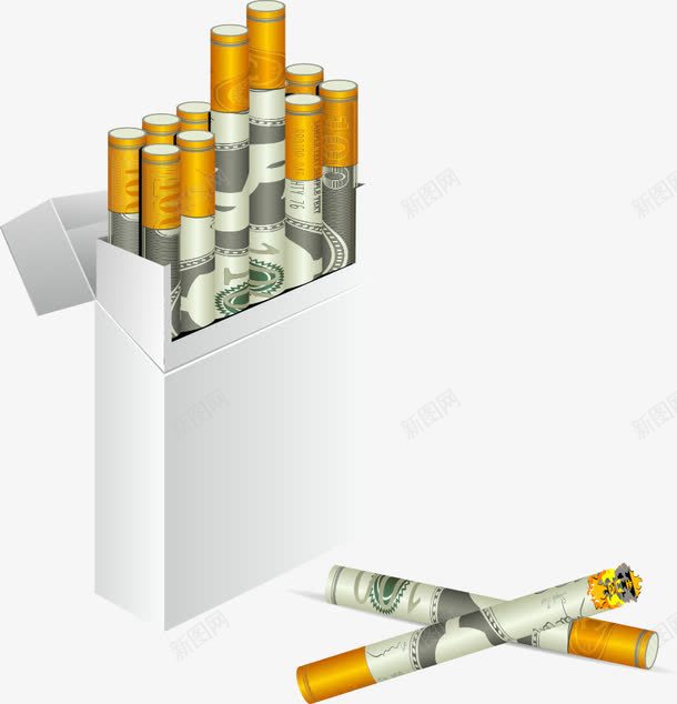 包装盒里的香烟矢量图ai免抠素材_88icon https://88icon.com 包装盒 卡通香烟 烟卷 矢量香烟 香烟 矢量图