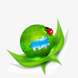 创意瓢虫与地球绿色背景素材