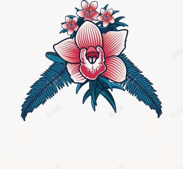 三角形手绘花朵边框png免抠素材_88icon https://88icon.com 几何边框 夏日花朵 夏日边框 手绘风 矢量png 红色花朵