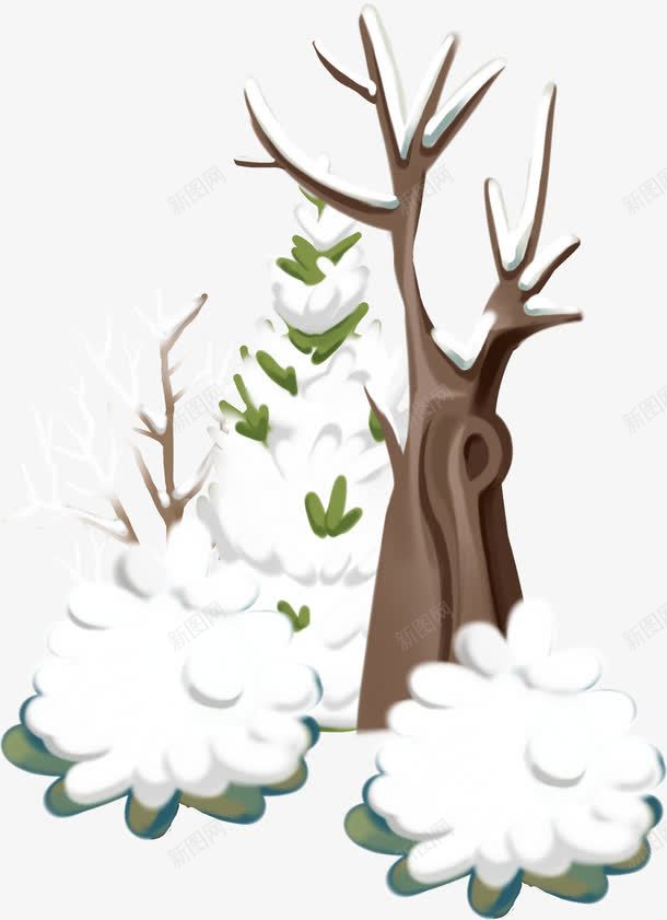 被雪覆盖的树png免抠素材_88icon https://88icon.com 树干 树枝 被雪覆盖的树 雪花