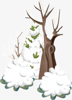 被雪覆盖的树素材