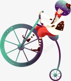 卡通可爱马戏团独轮车素材