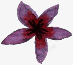 手绘紫色花朵水墨素材