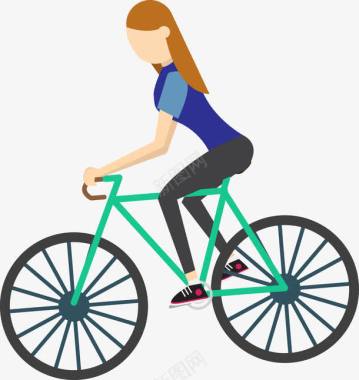 女人骑自行车图标图标