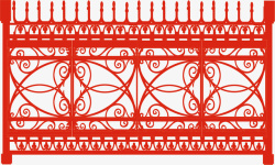红色的古风装饰栏杆矢量图素材