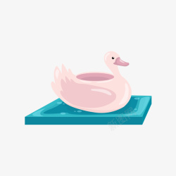 粉蓝色水上鸭子充气玩具矢量图素材