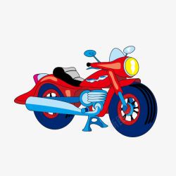 车摩托车手绘摩托车彩色素材