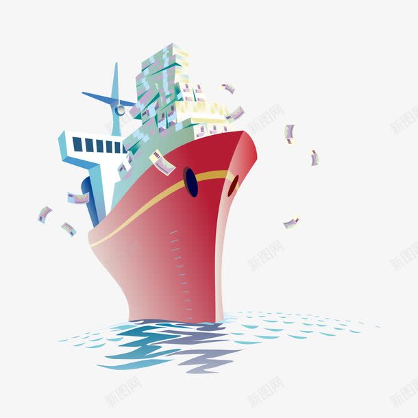 手绘大型红色货船图案png免抠素材_88icon https://88icon.com 图案 大型 手绘 红色 货船