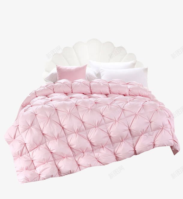 粉色双人厚实被子png免抠素材_88icon https://88icon.com 冬被 宣传海报 白色床头 被芯