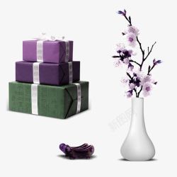 紫色简约花瓶礼物装饰图案素材