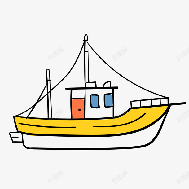 黄色卡通轮船png免抠素材_88icon https://88icon.com 卡通轮船 背景装饰 黄色小船 黄色轮船