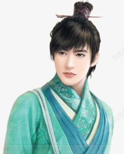 手绘绿袍束发男子png免抠素材_88icon https://88icon.com 手绘 束发 男子 绿袍