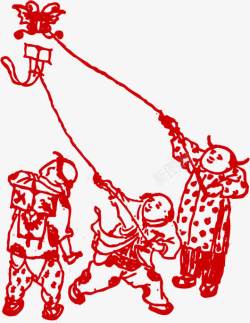 红色玩耍放风筝孩童素材