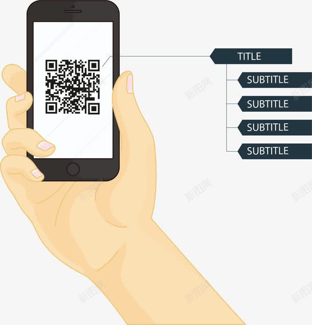 手机二维码png免抠素材_88icon https://88icon.com 二维码 手机 手绘 标牌 肉色手臂 黑白