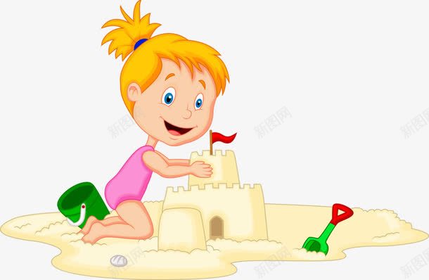 卡通手绘儿童玩耍png免抠素材_88icon https://88icon.com 儿童沙子城堡 城堡 沙子 玩乐