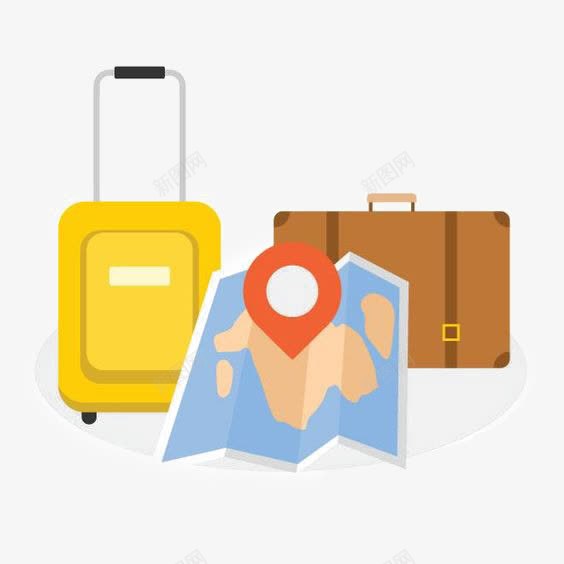 扁平化旅行装饰png免抠素材_88icon https://88icon.com 世界地图 创意 地图 手提箱 旅行箱 环球旅行 设计感