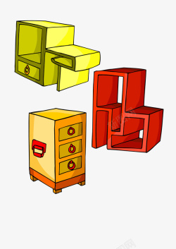 手绘柜子矢量图素材