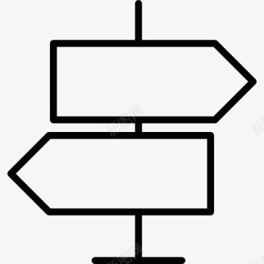道路施工标志两个方向标志图标图标