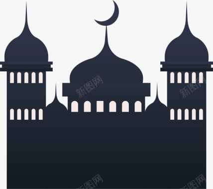 深蓝色伊斯兰教堂矢量图图标图标