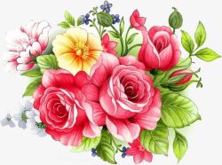 中秋节手绘彩色花朵素材