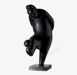 黑色蹴鞠雕像素材
