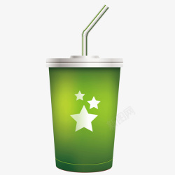 一次性杯子绿色质感饮料杯矢量图素材