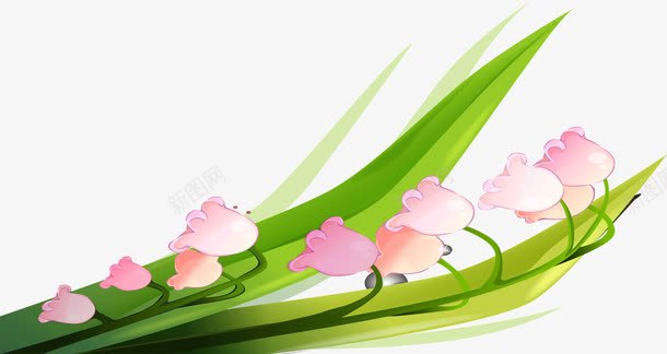 长条形叶子上的花朵png免抠素材_88icon https://88icon.com 叶子 绿叶 花朵 长条形