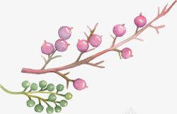 粉色绿色树枝果实卡通背景素材