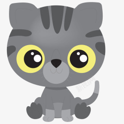灰色卡通坐姿动物豹矢量图素材