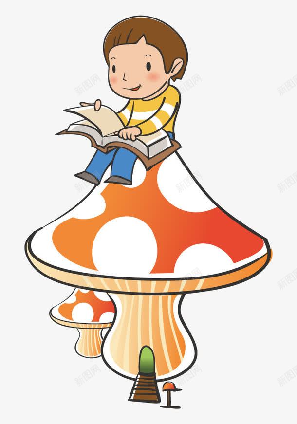 坐在蘑菇上看书的男孩矢量图ai免抠素材_88icon https://88icon.com 卡通 学习 插画 男孩 看书 蘑菇 矢量图