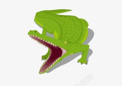 卡通绿色鳄鱼素材