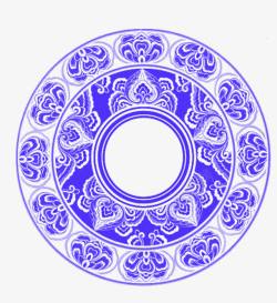 圆形青花瓷花纹素材