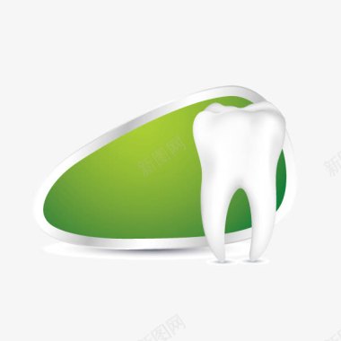 牙齿绿色健康牙齿图标图标