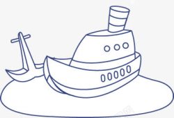 夏日轮船卡通手绘图素材