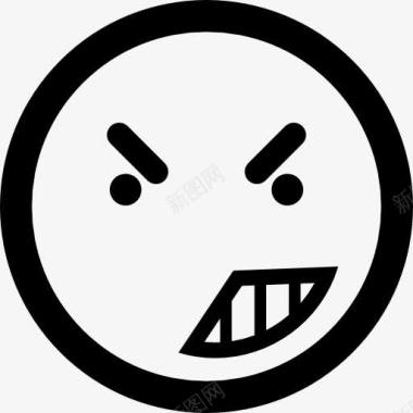 愤怒愤怒的表情面对圆角方形轮廓图标图标